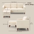 thumbnail image 3 of HOMCOM Canapé Sectionnel, Canapé en L avec Chaise Longue, Blanc Crème, 3 of 10