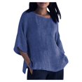 thumbnail image 2 of Blouses Grande Taille pour Femmes T-Shirts Liquidation Manches Courtes Col Rond Coton Ample Blouse, 2 of 6