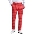 thumbnail image 1 of Lovzfmll Pantalon Habillé à Carreaux pour Homme pour Tenue de Bureau Décontractée, Coupe Confortable, Jambe Fuselée, Pantalon de Bureau Moderne Rouge, 3TG, 1 of 6