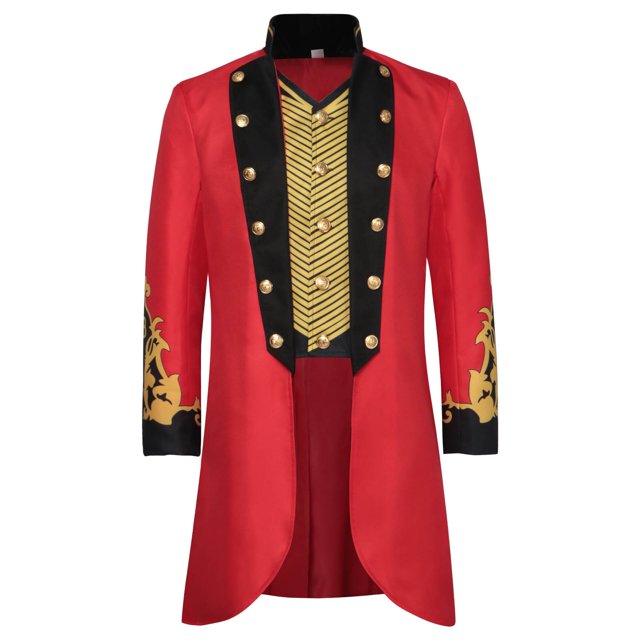 Mens Coat Solid Color Fashion Retro Men'S Stand Clothing Cosplay Red Xxl