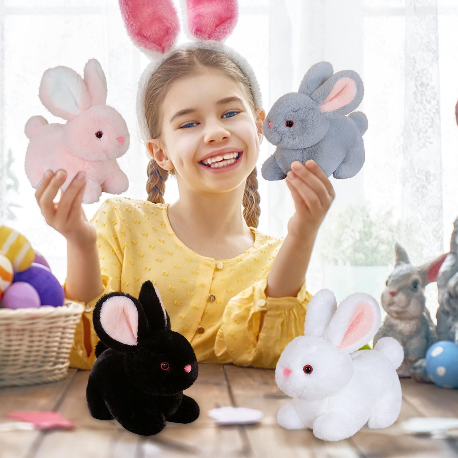 MISUVRSE Joli serre-tête oreilles de lapin pour Pâques, bandeau en peluche avec carottes, bandeau d'animation, costume de fête, jeu de rôle, accessoires de cheveux pour fêtes et réunions, a, taille