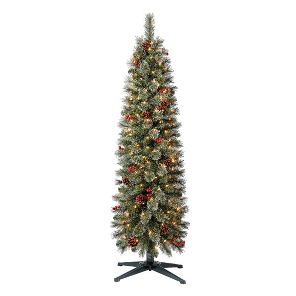 Home Heritage Stanley 5' Pre-Lit Artificial Christmas Tree, Pine Cones & Berries