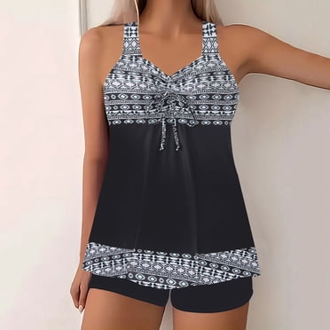 Weiqiqre Tankini Maillots de Bain Femmes Deux Pièces Contrôle du Ventre Maillots de Bain avec Short Garçon Vêtements de Bain