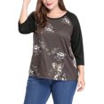 thumbnail image 2 of GRACE & GRANDEUR Women's Plus 3/4 Sleeve Floral Workout Winter Tops, 2 of 6