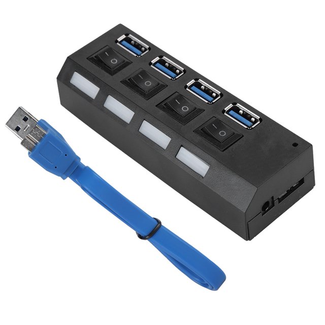Commutateur d'Extension Port d'Extension USB3.0 à 4 Ports Port d'Extension de Commutateur de Concentrateur USB avec Alimentation Électrique