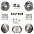 thumbnail image 1 of Transit Auto Front Rear Disc Brake Caliper Rotors Drums Semi-Metallic Pads Shoes Wheel Cylinders and Hardware Kit (11Pc) for Car 2009-2013 Toyota Corolla KC8-100889P, 1 of 11