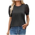 thumbnail image 1 of Liquidation d'Économies! T-Shirt Grande Taille pour Femmes, Blouse à Manches Courtes d'Été pour Femmes, Blouses à Manches Courtes et Col Rond de Couleur Unie pour Femmes, 1 of 5
