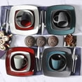 thumbnail image 2 of Gibson Home Soho Lounge 16 Piece Square Stoneware Dinnerware, Green, 2 of 7