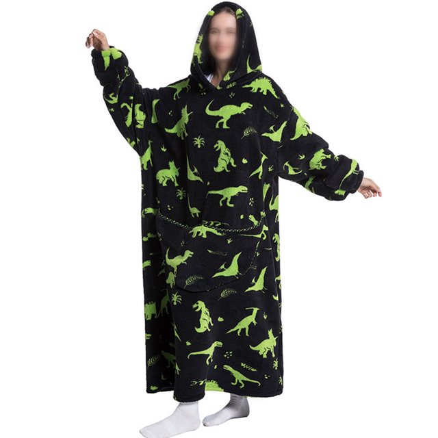 LUXUR Chemises de Nuit à Capuche pour Femmes, Robe de Nuit, Robe de Sommeil, Imprimé Dinosaure Bicolore