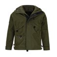 thumbnail image 1 of Pisexur Veste Coupe-Vent Homme Décontractée Unie à Multiples Poches à Capuche à Fermeture Éclair Garde au Chaud à Manches Longues Veste de Randonnée Homme Imperméable Grande Taille Vestes pour Hommes, 1 of 7