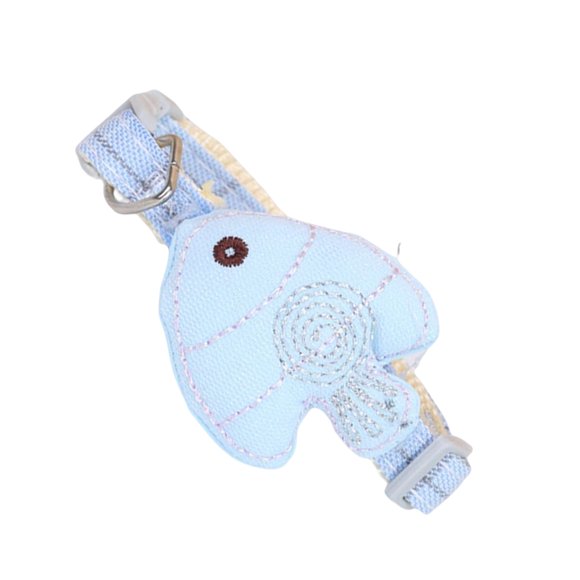QualitChoice Colorful Little Fish Charm Cat Collar Adjustable Dog Lovely Stretch Necklace Pet Nameplate Supplies Buckle Training Blue