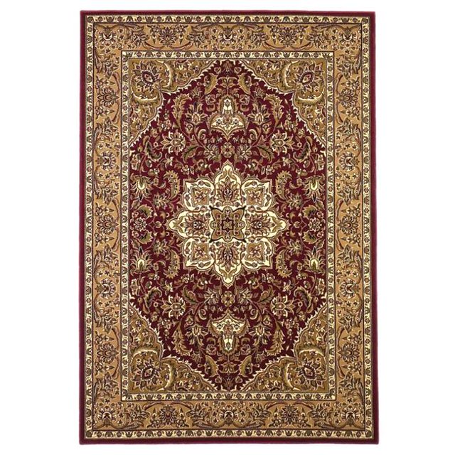 HomeRoots 353266 2 Pi 3 Po x 3 Pi 3 Po Tapis Rouge et Beige en Polypropylène