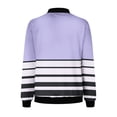 thumbnail image 4 of vdgthytj Fall Jackets for Women Long Sleeve Zip up Stand Collar Bomber Jacket Fall Trendy Color Block Striped Coat, 4 of 5