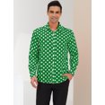 thumbnail image 2 of INSPIRE CHIC Men's Shirt Polka Dots Pattern Point Collar Long Sleeve Button Down Shirt 46 Dark Green, 2 of 6