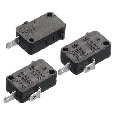 Uxcell Interrupteur de Four à Micro-Ondes Interrupteur de Micro-Porte de Four 16A Ouverture Normale Noir 3 Pcs