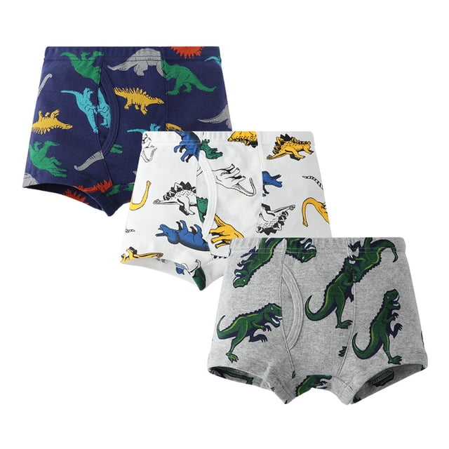 MIASHUI Boys Cotton Box Briefs Cartoon Print Briefs Multipack Children Underwear 3PCS,Light Pink,6-7 Years