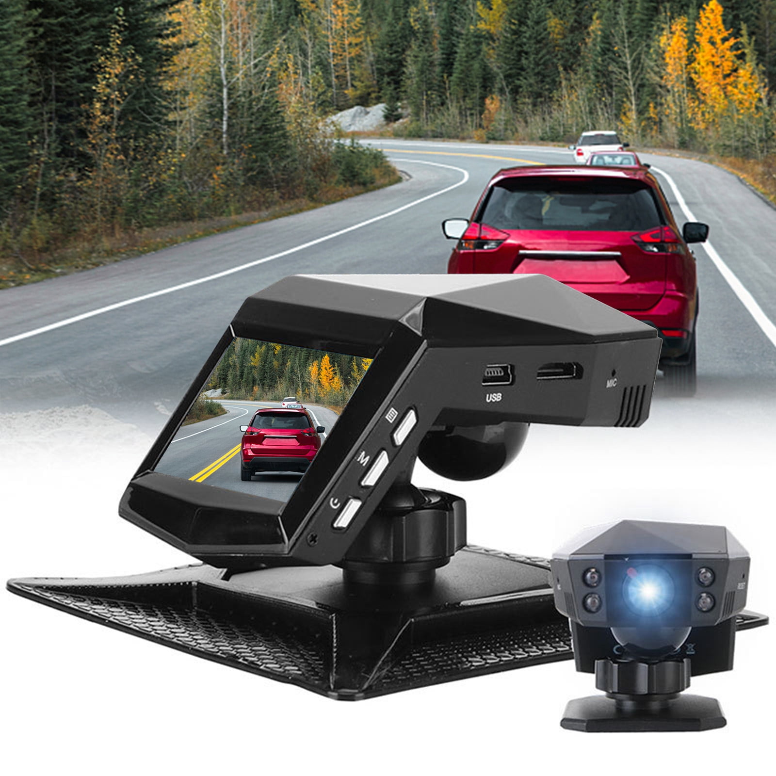Suncoda Dash Cam, Center Console Driving Recorder, True 1080P HD Night Vision Dash Camera Loop Recording Sensor, 170° Wide-Angle and Wdr, 24-Hour Parking Monitoring