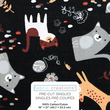 FABRIC CREATIONS noir chats et fleurs coupon fat quarter 45 × 53 cm (18 × 21 po)