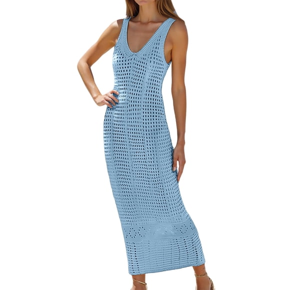HXWCHs Women's Casual Beach Wear Product category Swimwears Cover-Ups Women's Beach Cover Up Swimsuit with Bohemian Floral Print Loose Casual Resort Wear for Summer M Blue