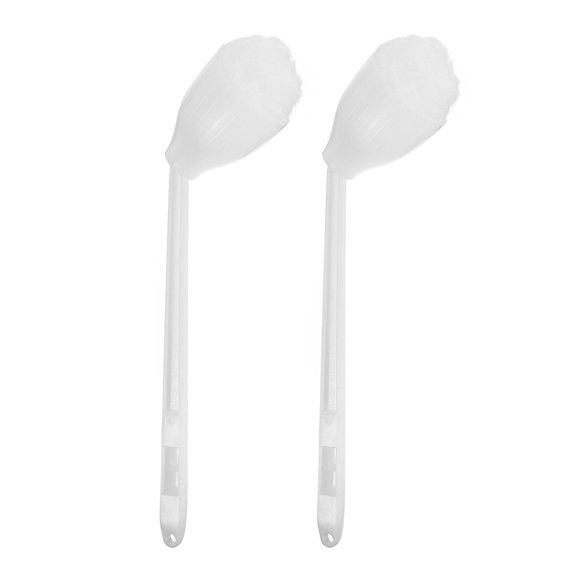 GOOHOCHY Cepillo de inodoro angular de 2 piezas con cabezal suave de algodón y mango largo, fregona para limpieza de baño, herramienta limpiadora de inodoro blanca para uso doméstico y comercial.