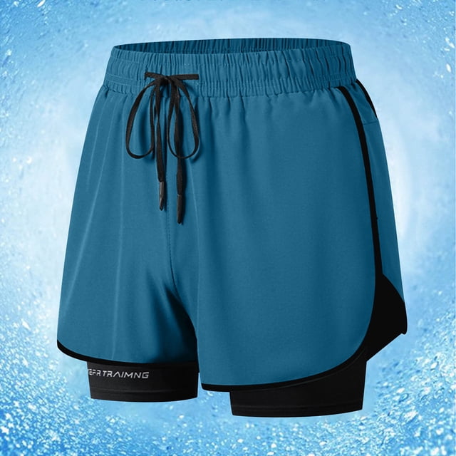 Styesk Mens Shorts Men Large Size Solid Color Casual Fashion Loose Sports Three-quarter Pants Drawstring Pockets Double Layer Exercise Shorts Pants