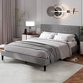 thumbnail image 2 of Costway Queen Size Bed Frame with Linen Fabric Upholstered Headboard & Wooden Slat Support, 2 of 10