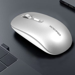 Slim Rechargeable Wireless Mouse, 2.4G Portable Optical Silent Ultra Thin Wireless Computer Mouse with USB Receiver and Type C Adapter, Compatible with PC, Laptop, Notebook, Desktop