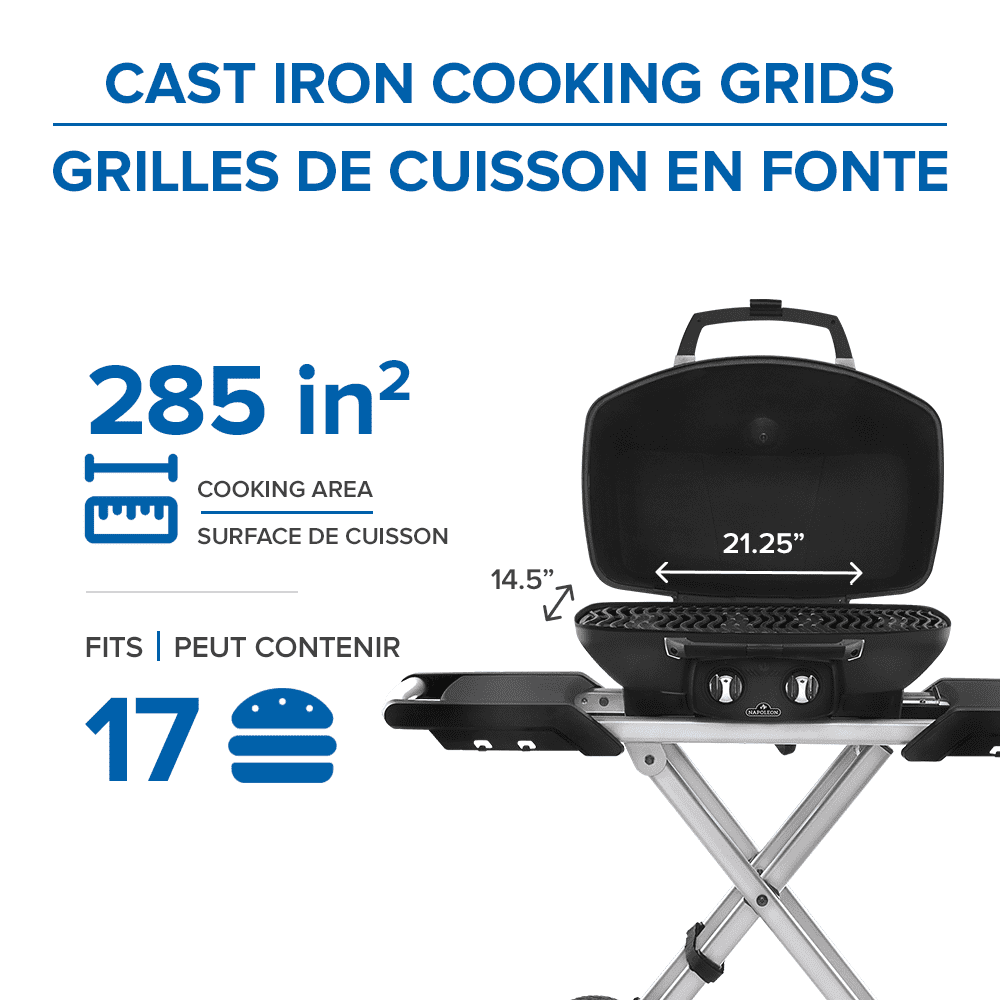 Napoleon TravelQ PRO285X Portable Propane Gas BBQ Grill with Scissor Cart, Black