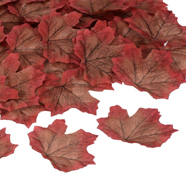 Unique Bargains Artificial Leaves Fall Maple Autumn Fake Leaf Decoration, Coffee Red 500 Pack