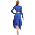 thumbnail image 2 of Hansber Robe de Louange Métallisée pour Femmes, Manches Longues, Ourlet Irrégulier, Tunique, Costume de Performance, Bleu Royal, G, 2 of 7