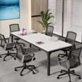 thumbnail image 1 of Tribesigns 78.74-Inch White and Black Conference Table, Large Office Meeting Seminar Desk with Metal Legs and Adjustable Foot Pads, Seats 6–8, Only Table Included, 1 of 5