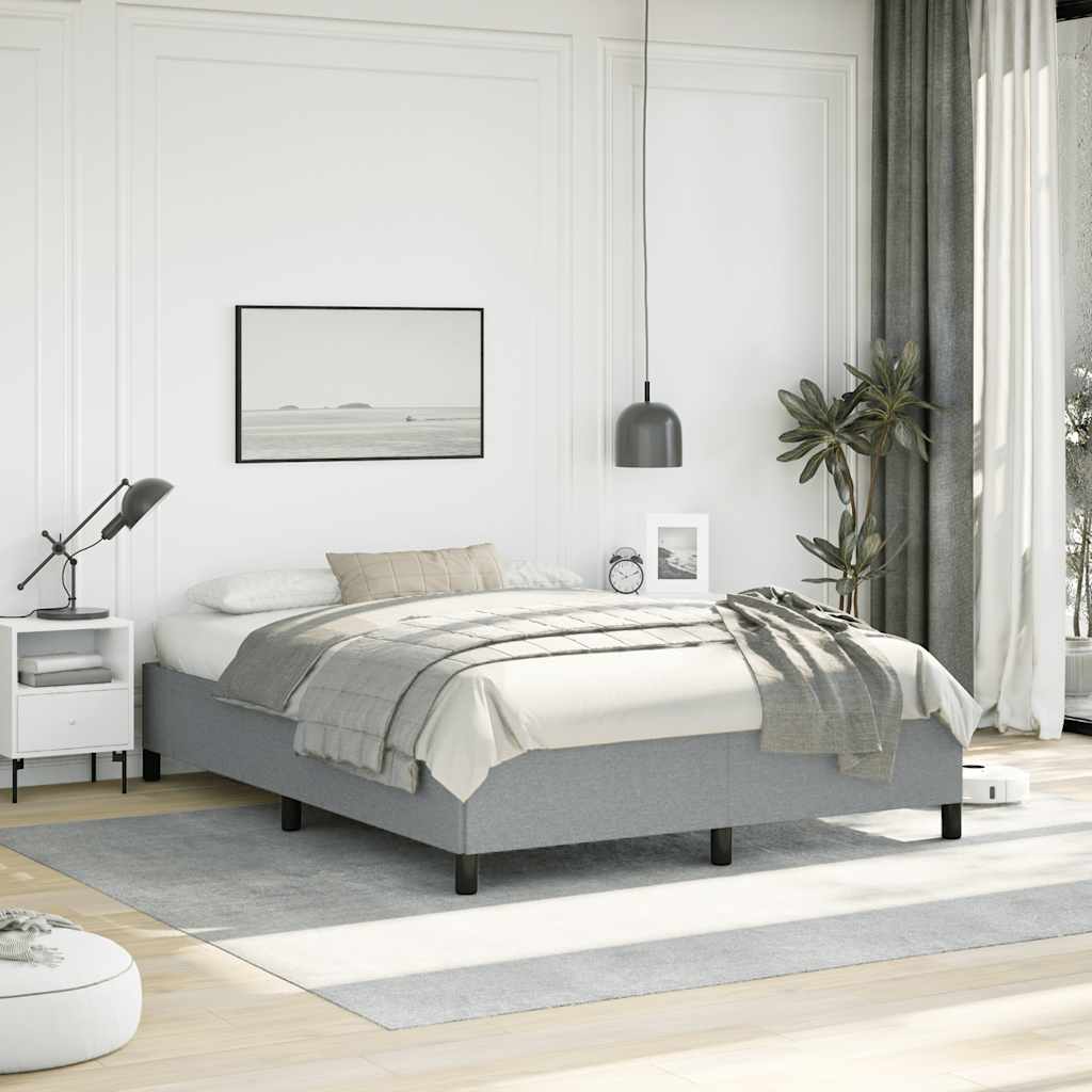 vidaXL Bed Frame Light Grey 152x203 cm Queen Fabric