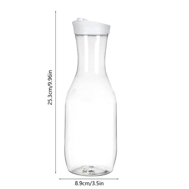 Plastic Water Carafe With Flip Lid Base Juices Containers Clear Plastic Pitcher For Water Iced Tea Juices Beverage Cold Brew And Bar