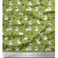 thumbnail image 1 of Soimoi Green Poly Georgette Fabric Mushroom,Oaknut & Rabbit Animal Printed Craft Fabric by The Yard 52 Inch Wide, 1 of 3