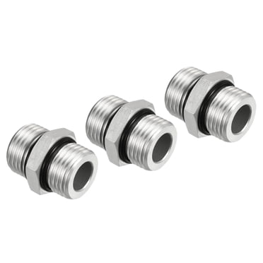 Unique Bargains G1/2 x G1/2 Raccords Adaptateur de Tuyau Fileté Mâle Raccord de Tuyau Hexagonal Ton Argent