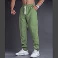thumbnail image 3 of Ceisia Men Solid Color Loose Casual Pants Elastic Waist Drawstring Sports Gift Work Trousers, 3 of 4