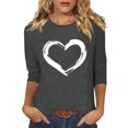 thumbnail image 1 of Plebaso Hauts Cœur pour Femmes Manches 3/4 Col Ras du Cou T-Shirts Graphiques Mignons Imprimés Blouses Décontractées pour Femmes, 1 of 6