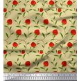 thumbnail image 1 of Tissu Popeline de Coton Pomme Feuilles & Fraises Tissu Imprimé 1 Yard 42 Inch Wide, 1 of 3