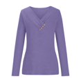 thumbnail image 4 of Besolor Womens Spring Fall Tunic Tops Trendy V Neck Button Long Sleeve T-Shirt Casual Solid Color Ladies Going out Blouse, 4 of 7