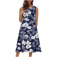 thumbnail image 2 of Ovzne Robes pour Femmes 2025 Robe Femme Mode Robes pour Femmes Été Décontracté Col Rond Sans Manches Imprimé Poches Robes de Plage Boho Robe Robe Femme Imprimée Liquidation, 2 of 7