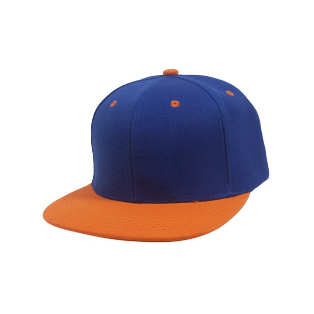 Top Headwear Casquette à Visière Plate Réglable à Bouton-Pression - Royal/Orange