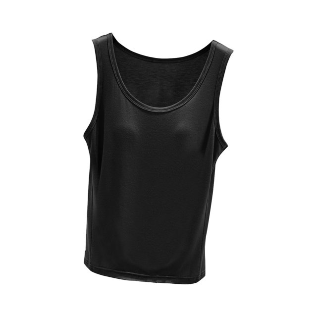 Débardeur pour Femme avec Soutien-Gorge Intégré, Camisoles Sans Manches pour Femmes Couleur Unie Col Rond Camisole Décontractée, Haut de Détente Doux pour Dormir pour l'Été