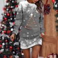 thumbnail image 2 of Kcodviy Chandail Imprimé de Noël pour Femme Haut Robes Longues Robe Col Rond Longues Robes Décontractées Longueur Genou pour Femmes Manche Ample Sans Capuche Robes Décontractées D'Enseignante Robe D, 2 of 5