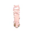 thumbnail image 2 of BLISSFUL STEP Women's Sandals Solid Color Mid Block Heels Lace up Sandals Pink 7, 2 of 8