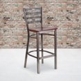 thumbnail image 4 of HERCULES Series Clear Coated Ladder Back Metal Restaurant Barstool - Mahogany Wood Seat, 4 of 6