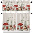 thumbnail image 1 of Kitchen Curtains 36 Inch Length, Mushroom Rod Pocket Tier and Valance Set, Green Botanical Butterfly Rustic Burlap 54" x 18" - Farmhouse Window Curtains Set for Bedroom/Living Room/Bathroom, 1 of 6