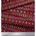 thumbnail image 2 of Soimoi Red Poly Georgette Fabric Mathematical Symbol Decor Fabric Printed Yard 42 Inch Wide, 2 of 3