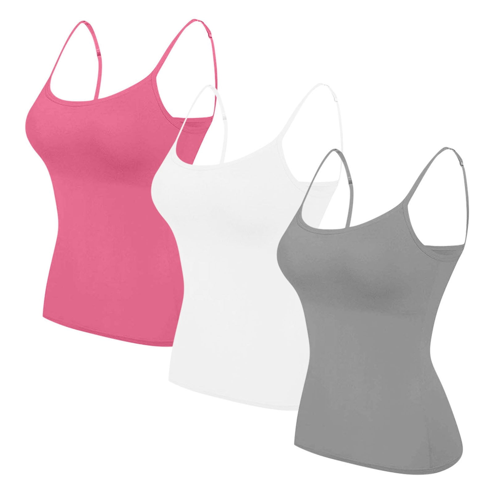 Timegard Womens 3pc Plus Size Tank Tops Scoop Neck Camis Slim Soft Casual Solid Color Sleeveless Top