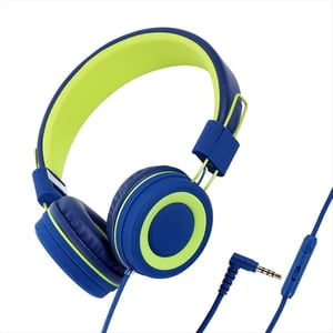 Casques d'écoute pour enfants Casques portables filés colorés Téléphone pour l'apprentissage Classe en ligne Casques, Bleu+Vert,1 Ensemble d'écouteurs (avec câble), bleu et vert