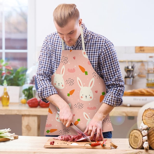 Vaidha Easter Home Printing Linen Imitation Apron Kitchen Fouling Multi Functional Apron